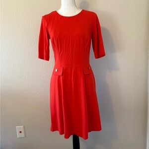 Red/Orange Women's Ponte 3/4 Sleeve Dress size 8